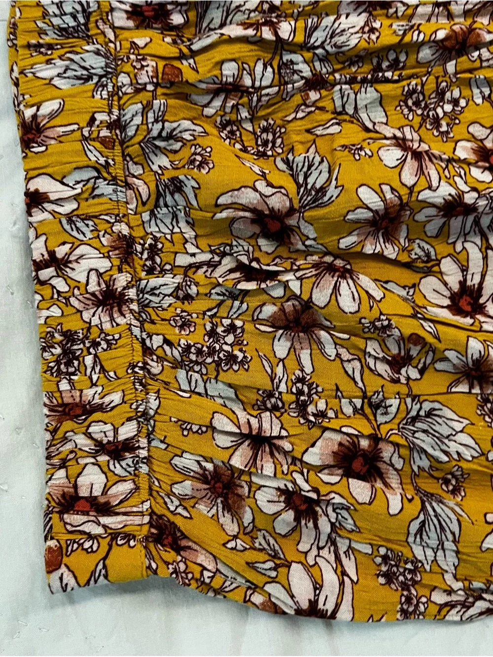 American Eagle Outfitters Mustard Yellow Floral Wide-Leg Pants
